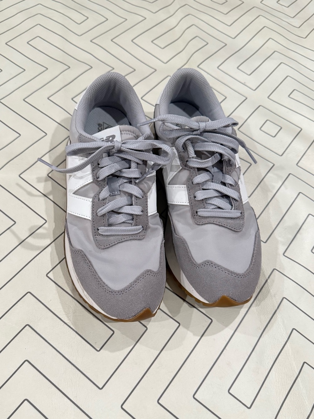 New Balance Grey and White 237 Sneakers